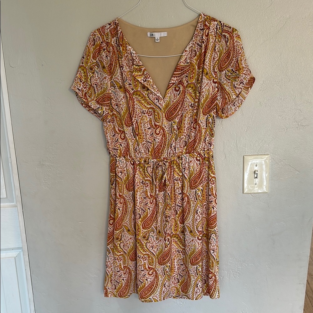 DR2 Orange Brown Ruffled Wrap Sundress